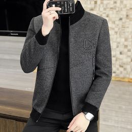 Men's Wool Blends High Quality Business Woollen Jacket Men Stand Collar Casual Coat Winter Thicken Warm Overcoat Streetwear Social Clothing 230922