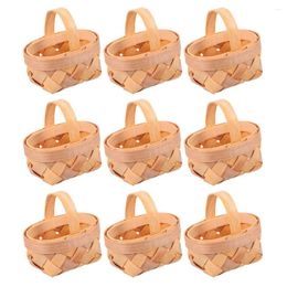 Dinnerware Sets 9 Pcs Woven Basket Candy Packing Baskets Storage Gift Holders Sawdust Wedding Wooden Handwoven Mini Party Wrapping Baby