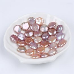 Loose Gemstones 13-14mm Natural Coin Flat Purple Pearls Freshwater For Jewelry Making
