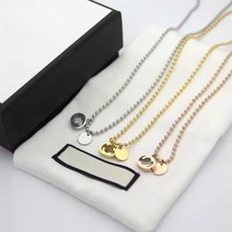 Top quality Necklac Pendants Titanium steel 18K Gold Round Beads Chain Necklaces With Hollow Out Engrave G Letter Double Pendant299Y