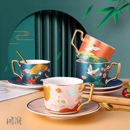 Mugs 220ml Simple Fashion Ceramic Coffee Cup Set European Large Capacity Elegant Red Quality Bone China Mug Tea 230923