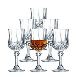 Wine Glasses Set of 6 Glass Stemware with Embossed Design Vintage Drinking Glassware for Anniversary Wedding Party Favours 230923