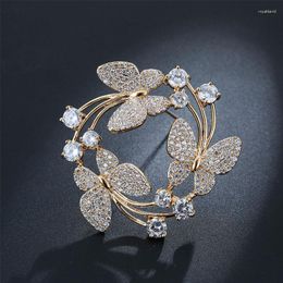 Brooches Exknl Luxury Gold Colour Butterfly Brooch Exquisite Insect Pins Corsage Pearls Woman Party Gift Enamel