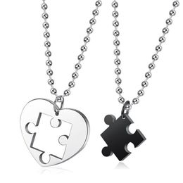 Pendant Necklaces Megin D Romantic Simple Jigsaw Puzzle Couple Stainless Steel For Men Women Friend Fashion Design Gift Jewelry291H