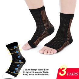 Ankle Support 3 Pairs Brace Men Women Sports Compression Sleeves Socks Anti Fatigue Foot Sleeve Running Soccer Protect