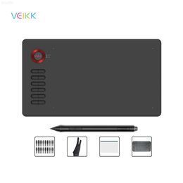 Graphics Tablets Pens VEIKK A15 Graphics Tablet 10x6 inch Digital Drawing Tablet Stylus Without Battery 8192 Levels 12 shortcut keys(Red Blue Gray) L230923