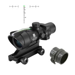 ACOG 4X32 Fibre Source Scope Red Illuminated Optics Rifle Airsoft 4x Magnifier Riflescope Chevron Glass Etched Reticle with Killflash Protective Cover