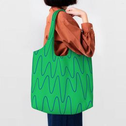 Shopping Bags Sound Waves Electric Green Grocery Tote Women Street Art Eldridge Canvas Shopper Shoulder Bag Capacity Handbags