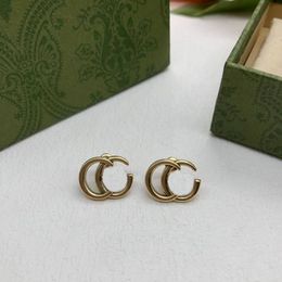 Classic brass g series designer earrings, fashionable brass letter earrings, high-end Jewellery for Valentine's Day gifts