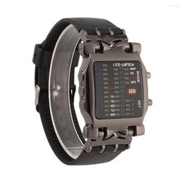 Wristwatches 2023 Fashion Men Outdoor Sport LED Digital Binary Watches Square Dial Uisex Rubber Band Casual Wrist Watch Relogio212j