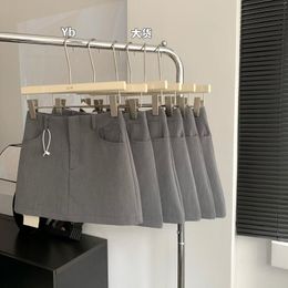 Skirts Lauri Laki High Waist A-line Skirt For Women Solid Grey Sexy Straight Mini Spring Summer 2023 Korean Style