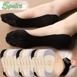 Women Socks Cotton Sock Slippers 1-5Pairs Summer Breathable Non-slip Boat Invisible Ladies Low Cut Ankle Silicone Thin Hosiery