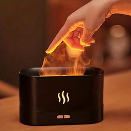 1pc MINI Flame Humidifier: Color Changing Night Light, Ultrasonic Aromatherapy Diffuser, Cool Mist Maker for Home & Office - Summer Essential!