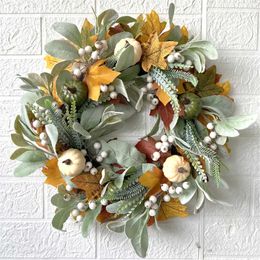 Christmas Decorations Wreath For Front Door Autumn Wreath With Leaf Artificial Wreath Thanksgiving For Home Decoration R230922