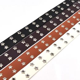 Belts Star Eye Rivet Belt Goth Style Double Pin Buckle Man/woman Casual Puck Pu Leather Waistband For Jeans Young Grommet