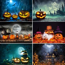 Other Event Party Supplies Bonvvie Halloween Backdrop Pumpkin Lantern Moon Skeleton Forest Festival Decor Banner Child Pography Background Po Studio 230923