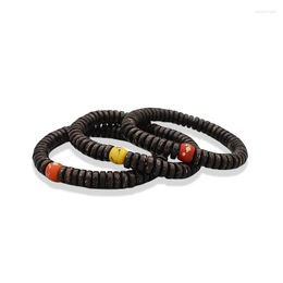 Strand Tibetan Buddhist Hand Braided Elastic Rope Bracelet Women Men Natural Coconut Shell Beads Carved Yoga Amulet Jewelry