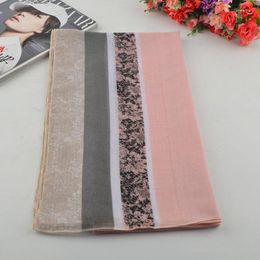 Scarves High Quality Women Muslim Hijab British Style Lace Flower Scarf Floral Print Viscose Shawls And Striped Beach Wrap