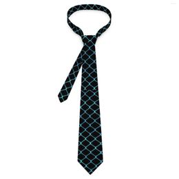 Bow Ties Elegant Chain Link Tie Blue Mesh Print Business Neck Men Classic Necktie Accessories Quality Custom DIY Collar