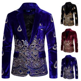 Men's Suits DYB&ZACQ Blazer Costume Stage Jacket Suit Male Velvet Gold Thread Embroidered Dress For Men