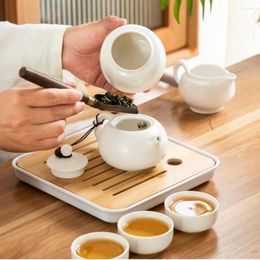 Teaware Sets Chinese Tea Set Kungfu Pot Cup With Bamboo Tray Canister Infuser Travel Portable Suitable For Office