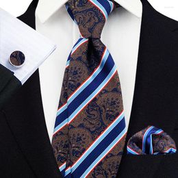 Bow Ties Tie Set For Men Wedding Groom Boyfriend Gift Necktie Pocket Square Cufflinks Suit Luxury Stripe Paisley