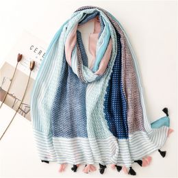 Scarves Fashion Luxury Brand Women Aztec Geometric Tassel Cotton Shawl Spring Autumn Wrap Hijab Lady Pashmina Viscose Foulard Stole 230922