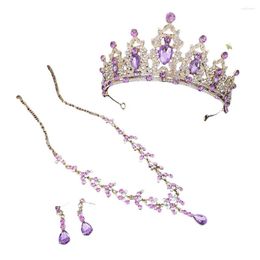 Necklace Earrings Set Crown Earring 3 Pieces Shiny Rhinestone Alloy Jewelry Tiaras Necklaces Valentine's Day Christmas Gift