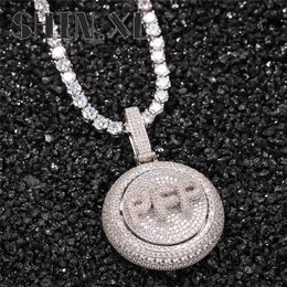 Personalised Custom Initial Letter Rotated Pendant Necklace Iced Out Full Cubic Zirconia Custom Spinner Pendant Hip Hop Charm Jewe217c