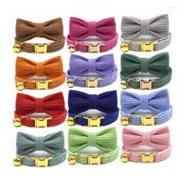 Dog Collars Corduroy Custom Small Cat Collar Chihuahua Yorkshire Pet Necklace With Bow Tie