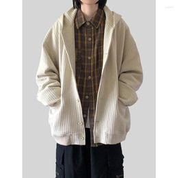 Men's Hoodies Retro Waffle Hooded Jacket Women Solid Color Casual Loose Cardigan Single-breasted Long Sleeves Sweatshirt Tops