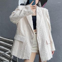 Women's Suits Korean Oversized Blazer Black Female Suit Jacket For Women Niche Loose Fringe Brushed Top Trend