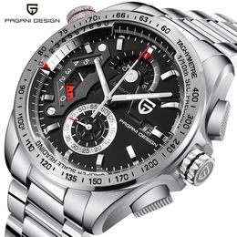 PAGANI DESIGN Full Stainless Steel Chronograph Sport Watches Men Luxury Brand Quartz Watch Dive 30M relogio masculino dropship2574