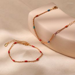 Strand CCGOOD Colour Match Enamel Beads Bracelet For Women Gold Plated 18 K High Quality Fashion Minimalist Girl Jewellery Pulseras Mujer