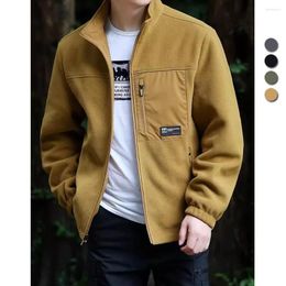 Men's Jackets Polar Fleece Jacket Men Autumn Winter Windproof Warm Coats Outdoor Double-side Wear Stand Collar Loose Casual Outwear