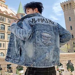 Men's Jackets Spring Autumn Embroidery Denim Jacket Men Casual Teenagers Hip Hop Baseball Uniform Slim Student Handsome Jacket Top 230922