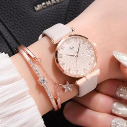 Wristwatches Luxury Women Bracelet Quartz Watches For Leather Watch Ladies Sports Dress Pink Dial Wrist Clock Relogio Feminino