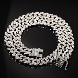Who 16-30Inch Micro Paved 12mm S Link Miami Cuban Chain Necklaces Hiphop Men Rhinestones Fashion Jewelry Drop 2339