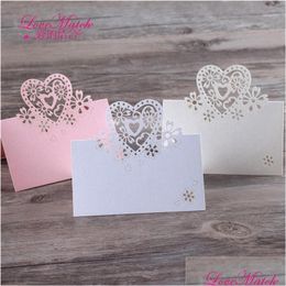 Greeting Cards 40Pcs Laser Cut Love Table Name Place Card Wedding Decoration Party Favors Pearl Paper Supplies1 Drop Delivery Home G Ot5Yn