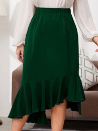 Skirts Green Design Sense Irregular Plus Size Skirts for Women Ruffles Mermaid Mid-calf Summer Simple Casual Loose Evening Party Outfit 230923