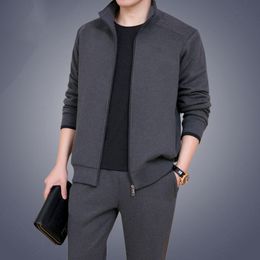Men's Tracksuits Men's autumn and winter two-piece trendy cardigan sweater casual sports set men's full set youth top and pants 230922