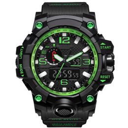 New Mens Military Sports Watches Analog Digital Led Watch Shock Resistant Wristwatches Men Electronic Silicone Watch Gift Box Mont226p