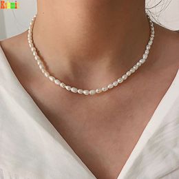 Chokers Freshwater Pearl Necklace Temperament Necklace Kshmir Fashion Vintage Baroque Natural Female Beads Birthday Women Geometric 230923