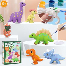 Arts and Crafts Dinosaurs 3D Mould Painting Set Kids Arts and Crafts Painting Kit DIY Model Painting Plaster Parent-child Interaction Toys 230923