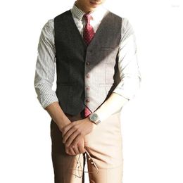 Men's Vests British Retro Suit Vest Male Korean Version Trendy Casual Slim Fit Business Waistcoat Men Wedding Dress Office Streetwear