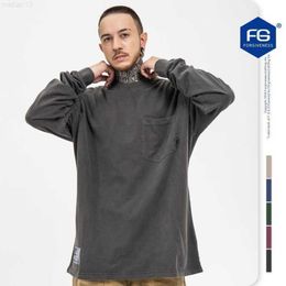 Men's T-shirts Fg Wear | 2023 Autumn Washing Trend Versatile Solid Color Basecoat Long Sleeve T-shirt Loose Fitti4h