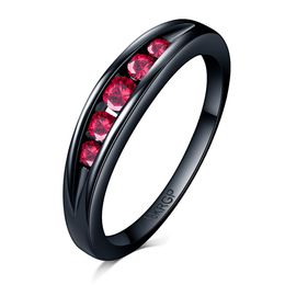 Wedding Rings 2021 Never Fading Black Gold Filled Finger Light Red Clear Diamond Women Tail Ring Love Drop Delivery Jewelry Dhcoj