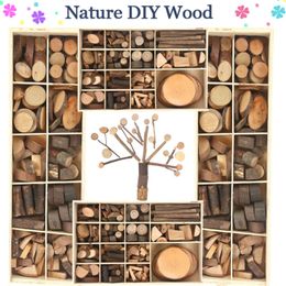 Arts and Crafts DIY Kids Nature Wood Art Craft Toys Creative Original Handmade Wooden Block Twig Drawing On Wood Educational Toys For Children 230923