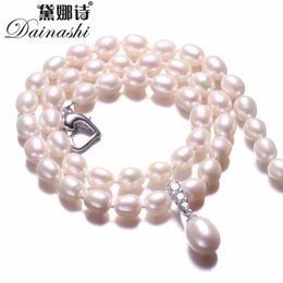 Chokers Amazing Price Beautiful Pearl Jewellery Necklace High Quality Natural Freshwater Pearl Beads Fine Jewellery White/Pink/Purple 230923