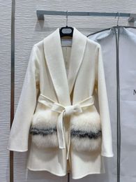 Women's Jackets Elegant And Stylish Urban Feminine Charm Wool Coat Silver Fur